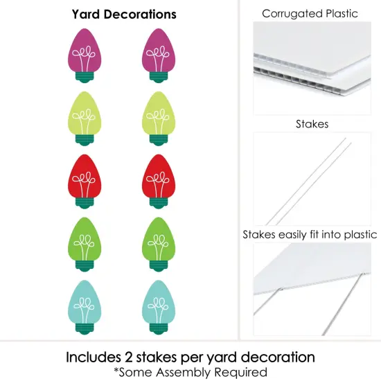Big Dot of Happiness Christmas Light Bulbs - Lawn Decorations - Outdoor Holiday Party Yard Decorations - 10 Piece {7}
