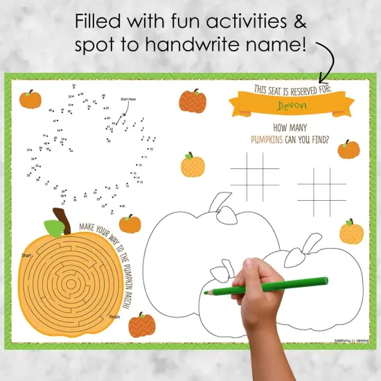 Big Dot of Happiness Pumpkin Patch - Paper Fall, Halloween or Thanksgiving Party Coloring Sheets - Activity Placemats - Set of 16 {3}