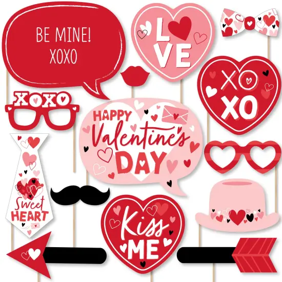 Big Dot of Happiness Happy Valentine's Day - Valentine Hearts Party Photo Booth Props Kit - 20 Count {1}