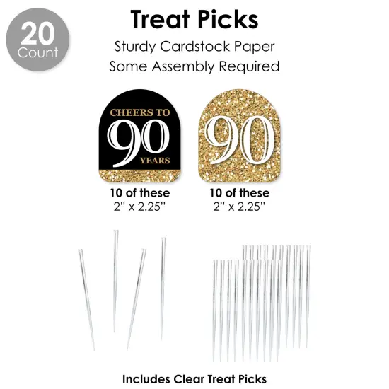 Big Dot of Happiness Adult 90th Birthday - Gold - Birthday Party Favors and Cupcake Kit - Fabulous Favor Party Pack - 100 Pieces {7}