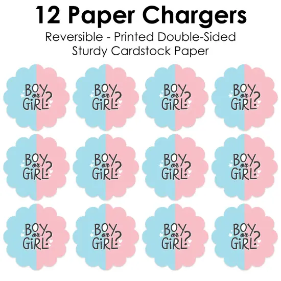 Big Dot of Happiness Baby Gender Reveal - Team Boy or Girl Party Round Table Decorations - Paper Chargers - Place Setting For 12 {7}