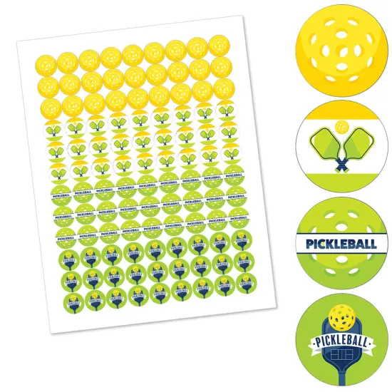 Big Dot of Happiness Let&rsquo;s Rally - Pickleball - Birthday or Retirement Party Round Candy Sticker Favors - Labels Fits Chocolate Candy (1 sheet of 108) {3}