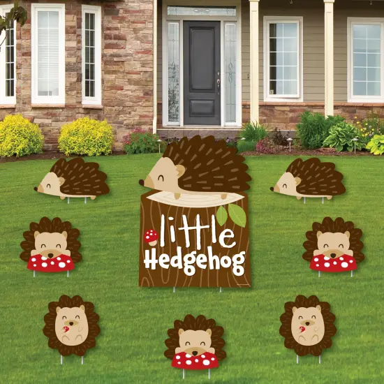 Big Dot of Happiness Forest Hedgehogs - Yard Sign and Outdoor Lawn Decorations - Woodland Birthday Party or Baby Shower Yard Signs - Set of 8 {1}