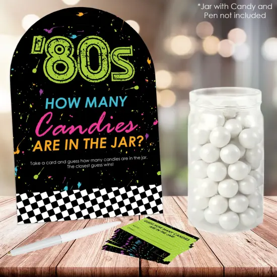 Big Dot of Happiness 80&rsquo;s Retro - How Many Candies Totally 1980s Party Game - 1 Stand and 40 Cards - Candy Guessing Game {3}