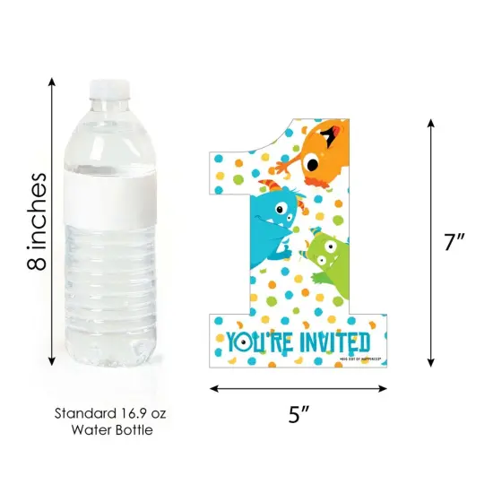 Big Dot of Happiness 1st Birthday Monster Bash - Shaped Fill-in Invites - Little Monster First Birthday Party Invite Cards with Envelopes - Set of 12 {6}