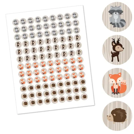 Big Dot of Happiness Woodland Creatures - Baby Shower or Birthday Party Round Candy Sticker Favors - Labels Fits Chocolate Candy (1 sheet of 108) {3}