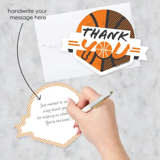 Big Dot of Happiness Basketball - Let the Madness Begin - Shaped Thank You Cards - College Basketball Party Thank You Cards with Envelopes - Set of 12 {3}