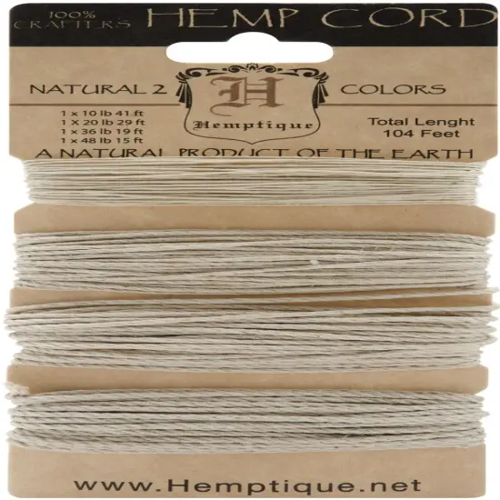 Hemptique Hemp Cord Mixed Sizes 104'-Natural {1}