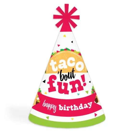 Big Dot of Happiness Taco &lsquo;Bout Fun - Cone Happy Birthday Party Hats for Kids and Adults - Set of 8 (Standard Size) {1}