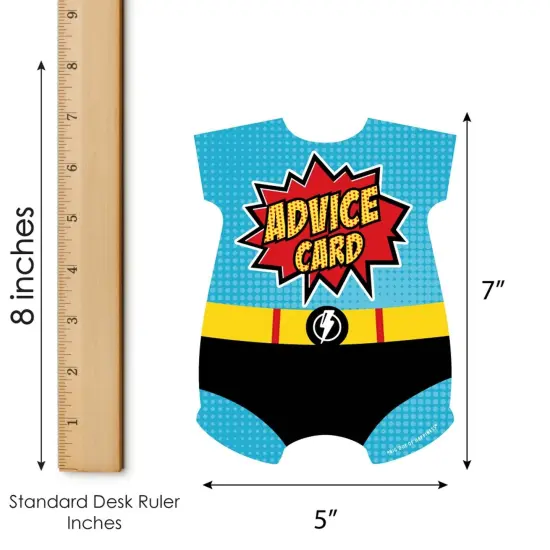 Big Dot of Happiness Bam Superhero - Comic Book Wish Card Baby Shower Activities - Shaped Advice Cards Game - Set of 20 {6}