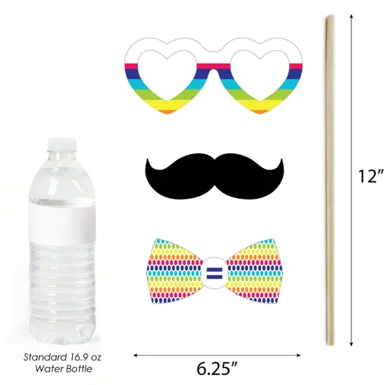 Big Dot of Happiness Love is Love - Pride - Rainbow Party Photo Booth Props Kit - 20 Count {6}