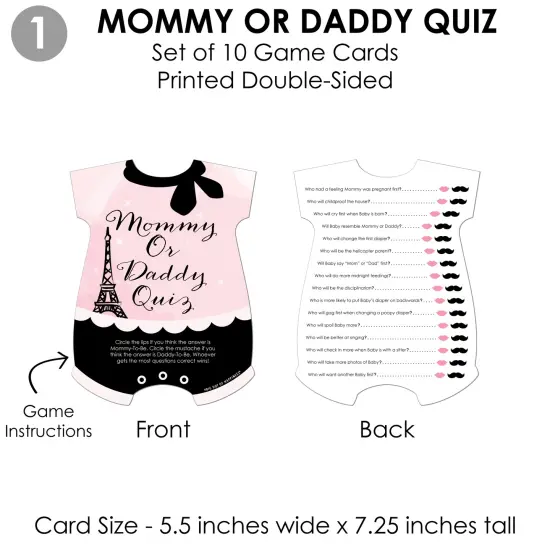 Big Dot of Happiness Paris, Ooh La La - 4 Paris Themed Baby Shower Games - 10 Cards Each - Gamerific Bundle {6}