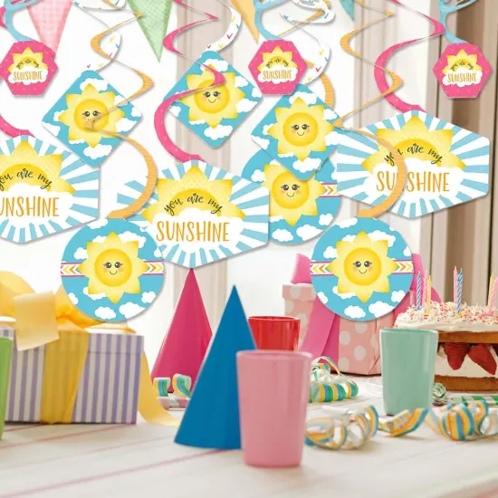 Big Dot of Happiness You Are My Sunshine - Baby Shower or Birthday Party Hanging Decor - Party Decoration Swirls - Set of 40 {3}