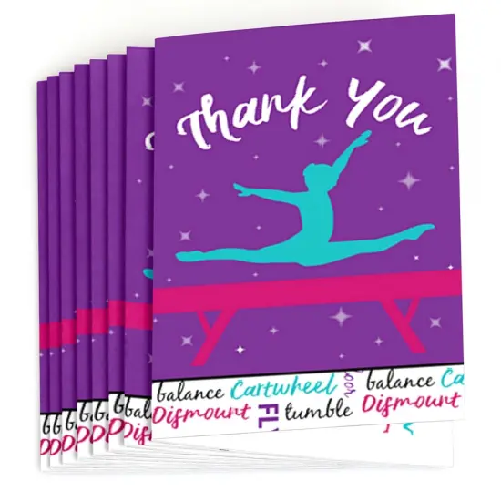 Big Dot of Happiness Tumble, Flip & Twirl - Gymnastics - Birthday Party or Gymnast Party Thank You Cards (8 count) {3}