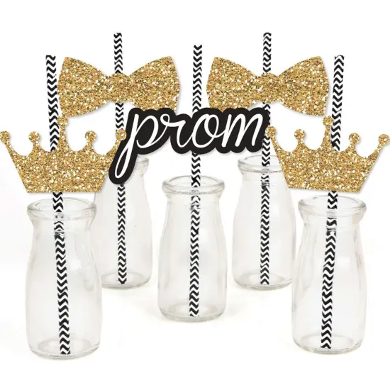 Big Dot of Happiness Prom - Paper Straw Decor - Prom Night Striped Decorative Straws - Set of 24 {1}