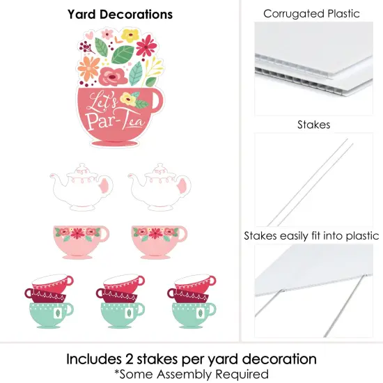 Big Dot of Happiness Floral Let's Par-Tea - Yard Sign and Outdoor Lawn Decorations - Garden Tea Party Yard Signs - Set of 8 {6}