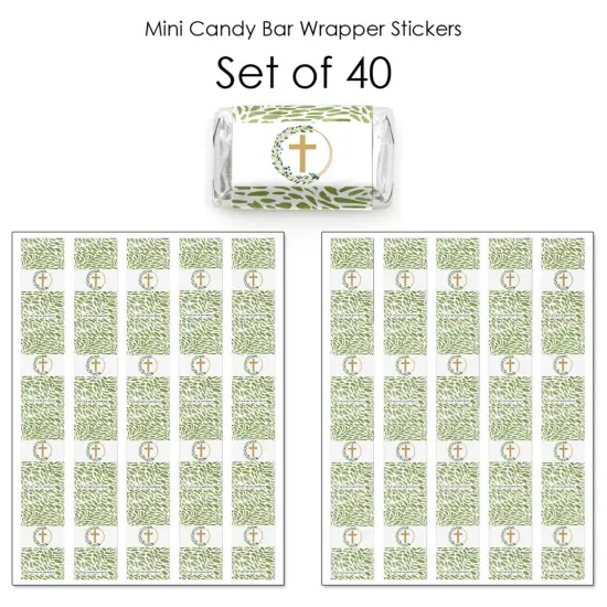 Big Dot of Happiness Elegant Cross - Mini Candy Bar Wrapper Stickers - Religious Party Small Favors - 40 Count {4}