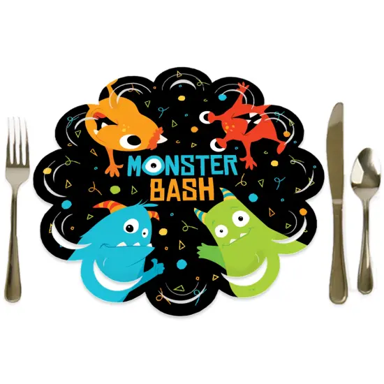 Big Dot of Happiness Monster Bash - Little Monster Birthday Party or Baby Shower Round Table Decorations - Paper Chargers - Place Setting For 12 {1}