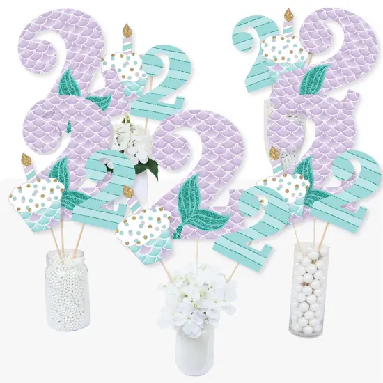 Big Dot of Happiness 2nd Birthday Let's Be Mermaids - Second Birthday Party Centerpiece Sticks - Table Toppers - Set of 15 {3}