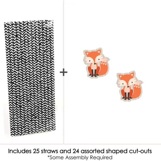 Big Dot of Happiness Fox - Paper Straw Decor - Baby Shower or Birthday Party Striped Decorative Straws - Set of 24 {4}