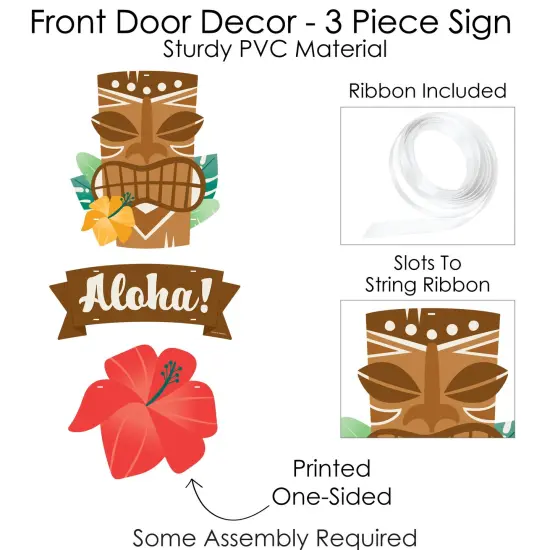 Big Dot of Happiness Tropical Luau - Hanging Porch Hawaiian Beach Party Outdoor Decorations - Front Door Decor - 3 Piece Sign {6}