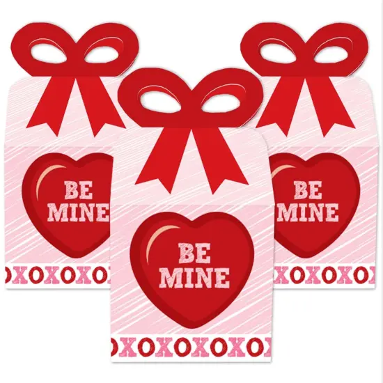 Big Dot of Happiness Conversation Hearts - Square Favor Gift Boxes - Valentine's Day Party Bow Boxes - Set of 12 {3}