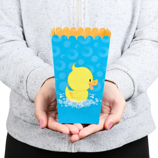 Big Dot of Happiness Ducky Duck - Baby Shower or Birthday Favor Popcorn Treat Boxes - Set of 12 {6}