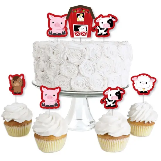 Big Dot of Happiness Farm Animals - Dessert Cupcake Toppers - Barnyard Baby Shower or Birthday Party Clear Treat Picks - Set of 24 {1}