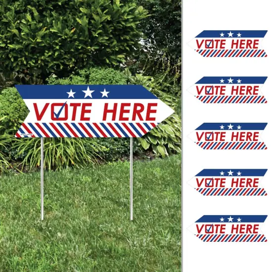 Big Dot of Happiness Big Dot of Happiness Vote Here - Arrow Political Election Day Direction Signs - Double Sided Outdoor Yard Signs - Set of 6 {3}