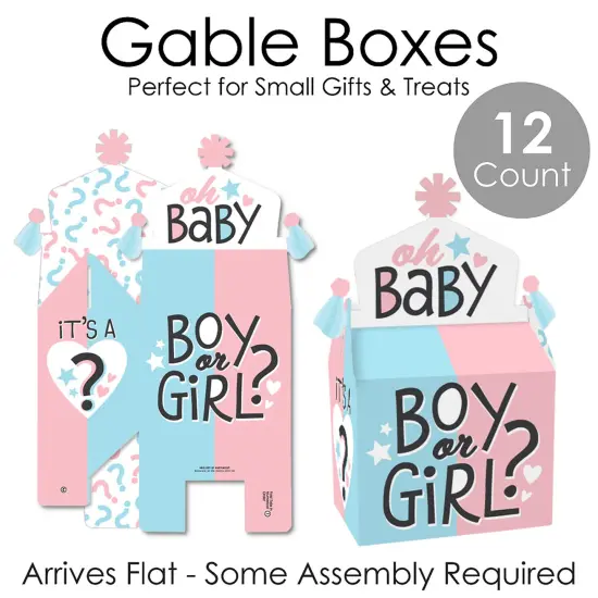 Big Dot of Happiness Baby Gender Reveal - Treat Box Party Favors - Team Boy or Girl Party Goodie Gable Boxes - Set of 12 {7}