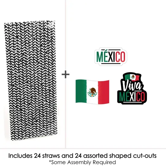 Big Dot of Happiness Viva Mexico - Paper Straw Decor - Mexican Independence Day Party Striped Decorative Straws - Set of 24 {4}