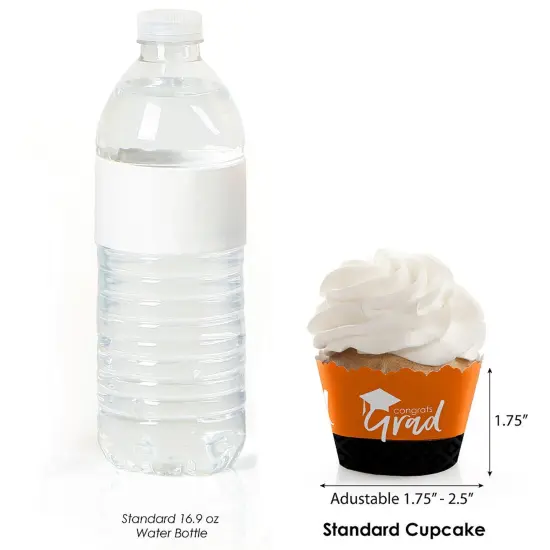 Big Dot of Happiness Orange Graduation Party Decorations - Party Cupcake Wrappers - Set of 12 {4}