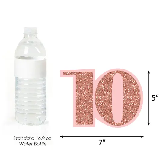 Big Dot of Happiness 10th Pink Rose Gold Birthday - Decorations DIY Happy Birthday Party Essentials - Set of 20 {6}