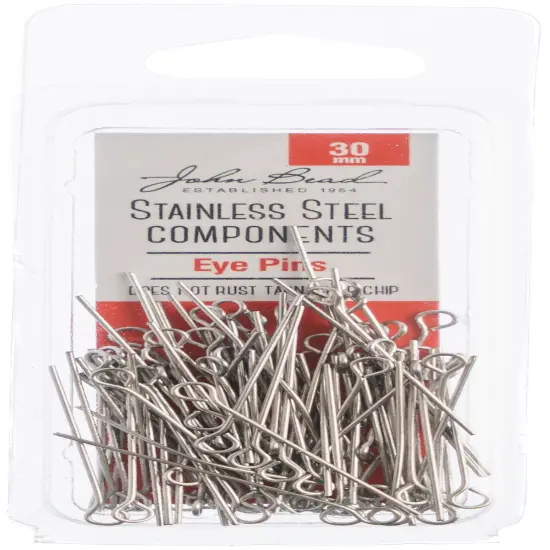 John Bead Stainless Steel Eye Pins 100/Pkg-30mm {1}