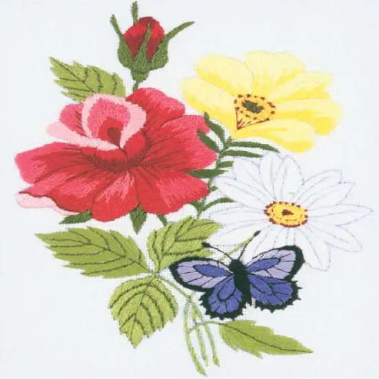 Janlynn Embroidery Kit 5"X7"-Butterfly & Floral-Stitched In Floss {1}