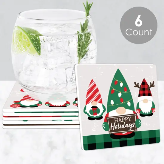 Big Dot of Happiness Red and Green Holiday Gnomes - Funny Christmas Party Decorations - Drink Coasters - Set of 6 {3}