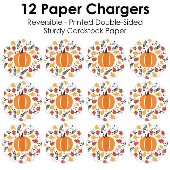 Big Dot of Happiness Fall Pumpkin - Halloween or Thanksgiving Party Round Table Decorations - Paper Chargers - Place Setting For 12 {7}