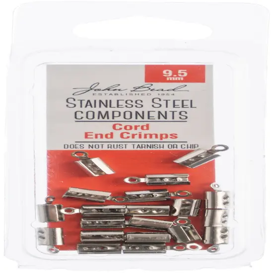 John Bead Stainless Steel Cord End Crimp 20/Pkg-9.5mm {1}