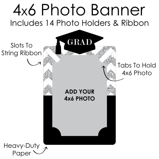 Big Dot of Happiness Tassel Worth The Hassle - Silver - DIY Graduation Party Decor - K-12 School Picture Display - Photo Banner {7}