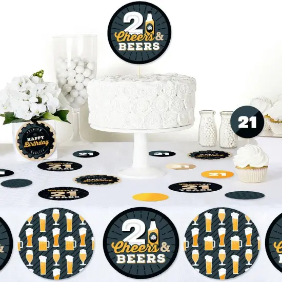 Big Dot of Happiness Cheers and Beers to 21 Years - 21st Birthday Party Giant Circle Confetti - Party Decorations - Large Confetti 27 Count {6}