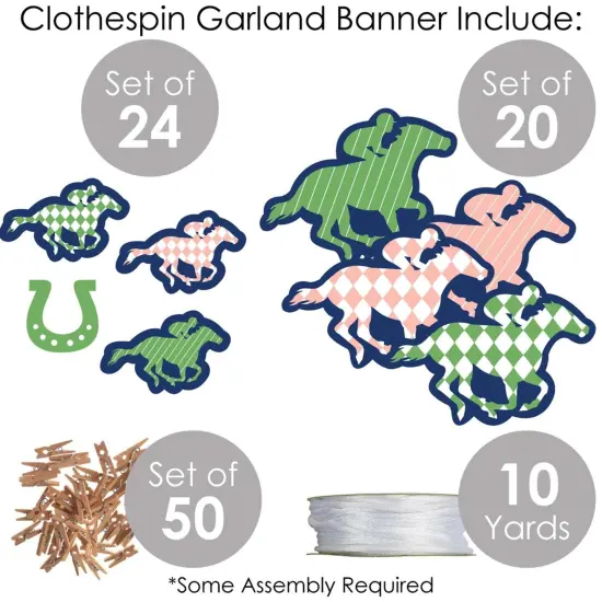 Big Dot of Happiness Kentucky Horse Derby - Horse Race Party DIY Decorations - Clothespin Garland Banner - 44 Pieces {6}