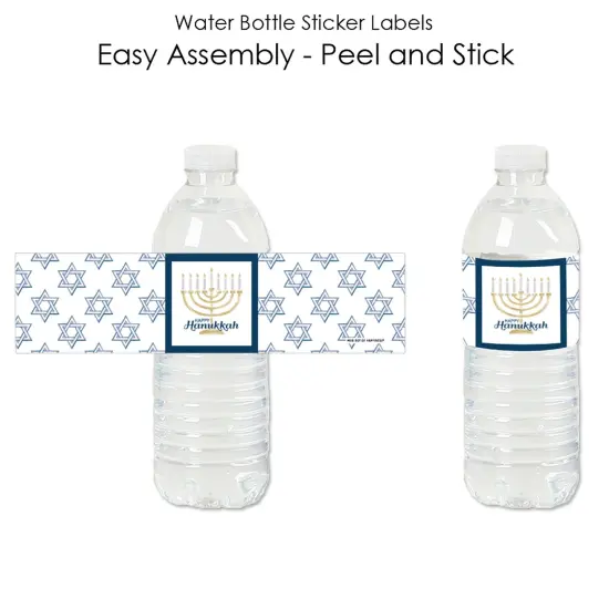 Big Dot of Happiness Happy Hanukkah - Chanukah Water Bottle Sticker Labels - Set of 20 {3}