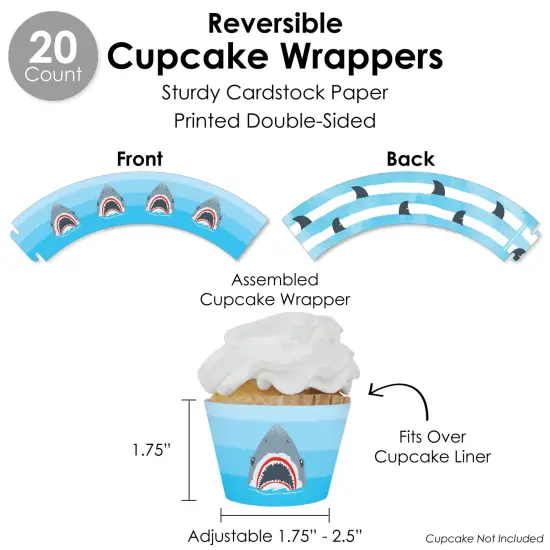 Big Dot of Happiness Shark Zone - Jawsome Shark Party or Birthday Party Favors and Cupcake Kit - Fabulous Favor Party Pack - 100 Pieces {6}
