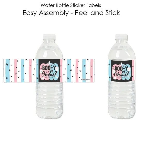 Big Dot of Happiness Boo-y or Ghoul - Halloween Gender Reveal Party Water Bottle Sticker Labels - Set of 20 {3}