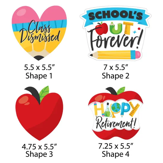 Big Dot of Happiness Teacher Retirement - Pencil Apple Decorations DIY Happy Retirement Party Essentials - Set of 20 {7}