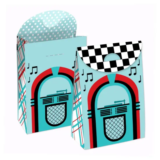 Big Dot of Happiness 50&rsquo;s Sock Hop - 1950s Rock N Roll Gift Favor Bags - Party Goodie Boxes - Set of 12 {1}