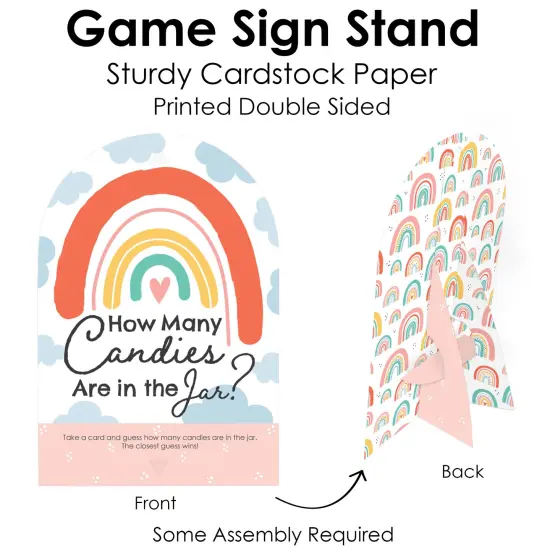 Big Dot of Happiness Hello Rainbow - How Many Candies Boho Baby Shower and Birthday Party Game - 1 Stand and 40 Cards - Candy Guessing Game {6}