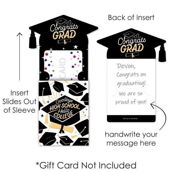 Big Dot of Happiness Goodbye High School, Hello College - Graduation Party Money and Gift Card Sleeves - Nifty Gifty Card Holders - Set of 8 {7}