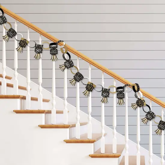 Big Dot of Happiness Adult 80th Birthday - Gold - 90 Chain Links and 30 Paper Tassels Decoration Kit - Birthday Party Paper Chains Garland - 21 feet {3}