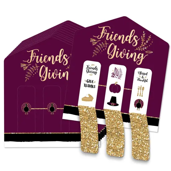 Big Dot of Happiness Elegant Thankful for Friends - Friendsgiving Thanksgiving Party Game Pickle Cards - Pull Tabs 3-in-a-Row - Set of 12 {1}